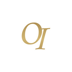 Initial letter OI, overlapping elegant monogram logo, luxury golden color