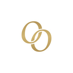Initial letter OO, overlapping elegant monogram logo, luxury golden color