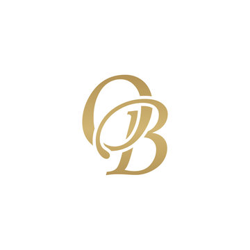 Initial letter OB, overlapping elegant monogram logo, luxury golden color