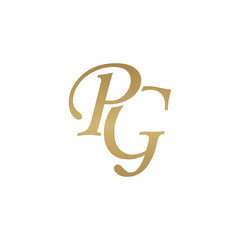 Initial letter PG, overlapping elegant monogram logo, luxury golden color
