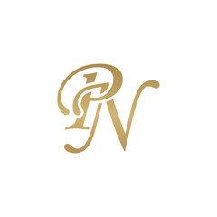 Initial letter PN, overlapping elegant monogram logo, luxury golden color