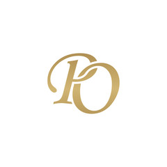 Initial letter PO, overlapping elegant monogram logo, luxury golden color