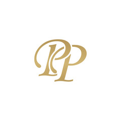 Initial letter PP, overlapping elegant monogram logo, luxury golden color