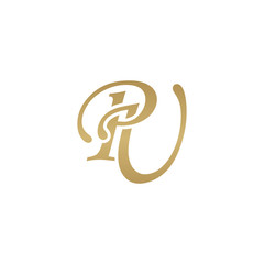 Initial letter PU, overlapping elegant monogram logo, luxury golden color