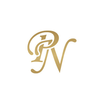 Initial letter PN, overlapping elegant monogram logo, luxury golden color
