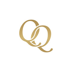 Initial letter QQ, overlapping elegant monogram logo, luxury golden color