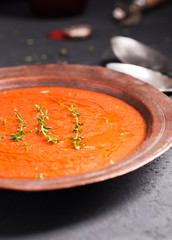 Tomato soup with beans, vertical
