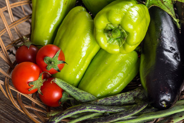 Fresh vegetables on wooden background