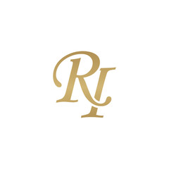 Initial letter RI, overlapping elegant monogram logo, luxury golden color