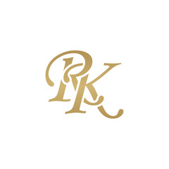 Initial letter RK, overlapping elegant monogram logo, luxury golden color