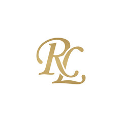 Initial letter RL, overlapping elegant monogram logo, luxury golden color