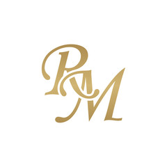 Initial letter RM, overlapping elegant monogram logo, luxury golden color