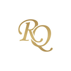 Initial letter RQ, overlapping elegant monogram logo, luxury golden color