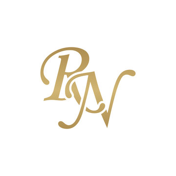 Initial letter RN, overlapping elegant monogram logo, luxury golden color