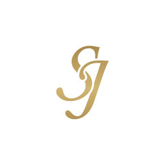 Initial letter SJ, overlapping elegant monogram logo, luxury golden color