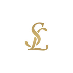 Initial letter SL, overlapping elegant monogram logo, luxury golden color