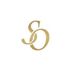 Initial letter SO, overlapping elegant monogram logo, luxury golden color