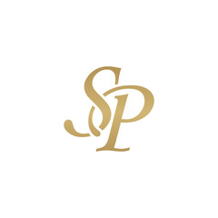 Initial letter SP, overlapping elegant monogram logo, luxury golden color