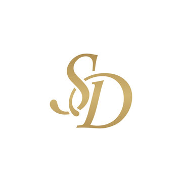 Initial letter SD, overlapping elegant monogram logo, luxury golden color
