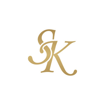 Initial letter SK, overlapping elegant monogram logo, luxury golden color