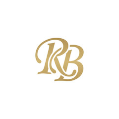 Initial letter RB, overlapping elegant monogram logo, luxury golden color