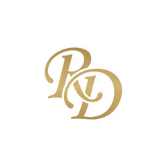 Initial letter RD, overlapping elegant monogram logo, luxury golden color