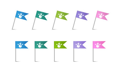 Set - Bunte Fähnchen - Schneemann
