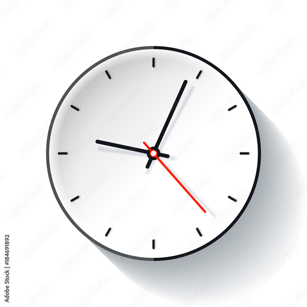 Poster clock icon in flat style, timer on white background. business watch. vector design element for you p