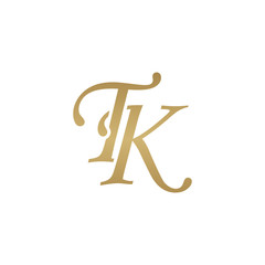 Initial letter TK, overlapping elegant monogram logo, luxury golden color