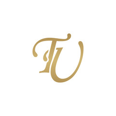 Initial letter TU, overlapping elegant monogram logo, luxury golden color