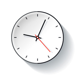 Clock icon in flat style, timer on white background. Business watch. Vector design element for you project