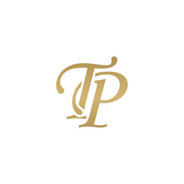 Initial letter TP, overlapping elegant monogram logo, luxury golden color