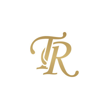 Initial letter TR, overlapping elegant monogram logo, luxury golden color