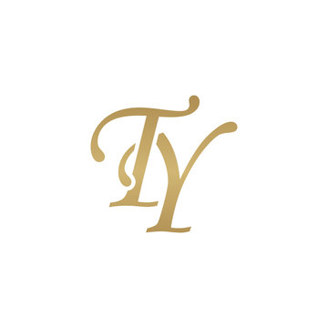 Initial letter TY, overlapping elegant monogram logo, luxury golden color