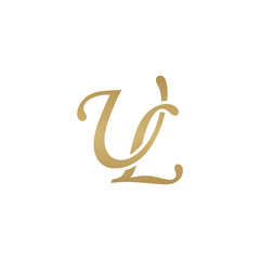 Initial letter UL, overlapping elegant monogram logo, luxury golden color
