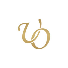 Initial letter UO, overlapping elegant monogram logo, luxury golden color