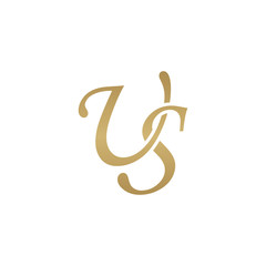 Obraz premium Initial letter US, overlapping elegant monogram logo, luxury golden color