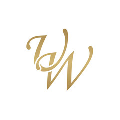 Fototapeta premium Initial letter UW, overlapping elegant monogram logo, luxury golden color