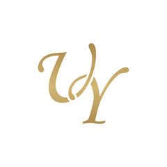 Initial letter UY, overlapping elegant monogram logo, luxury golden color