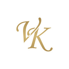 Initial letter VK, overlapping elegant monogram logo, luxury golden color