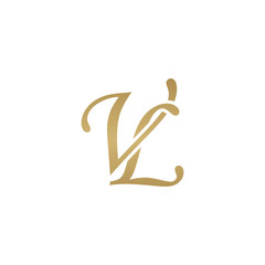 Initial letter VL, overlapping elegant monogram logo, luxury golden color