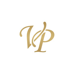 Initial letter VP, overlapping elegant monogram logo, luxury golden color