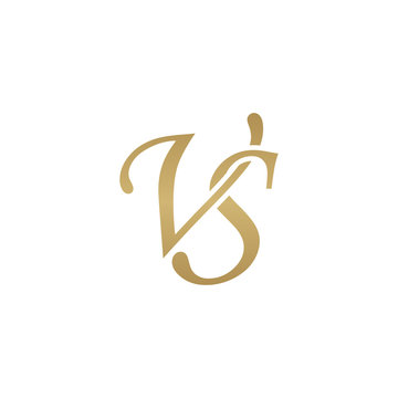 Initial letter VS, overlapping elegant monogram logo, luxury golden color