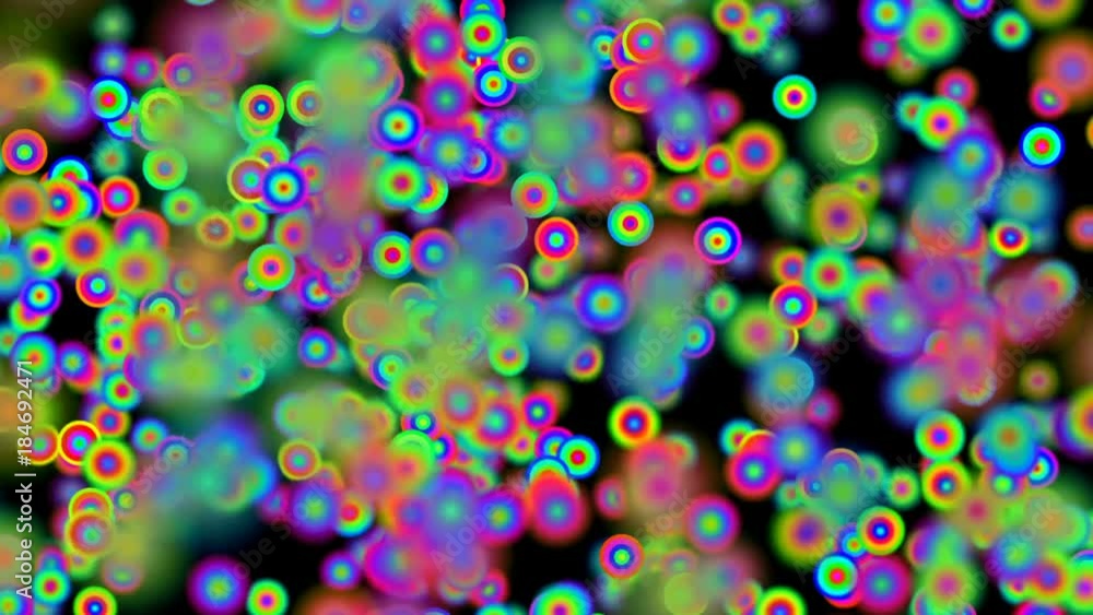 Poster glowing roe. field of flowers. rotating particles changing color. depth of field. seamless loop.