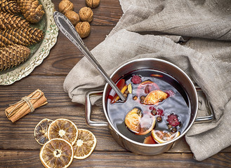 mulled wine in a pot with handles