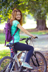 Naklejka premium girl on a bicycle