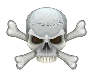 Skull with crossbones on a white background