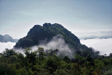 Clouds in the mountains of the jungle in Laos