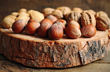 Dried fruits on a wood