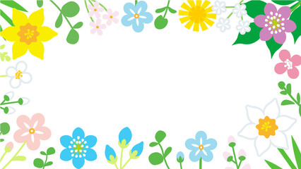 Obraz premium Round frame of Colorful Wildflowers White background